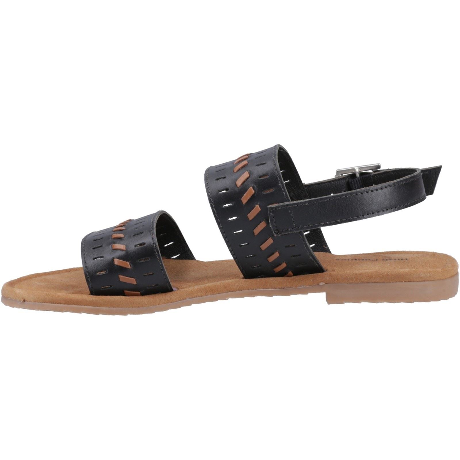 Hush Puppies Hadley Sandales Noires Pour Femmes En Cuir