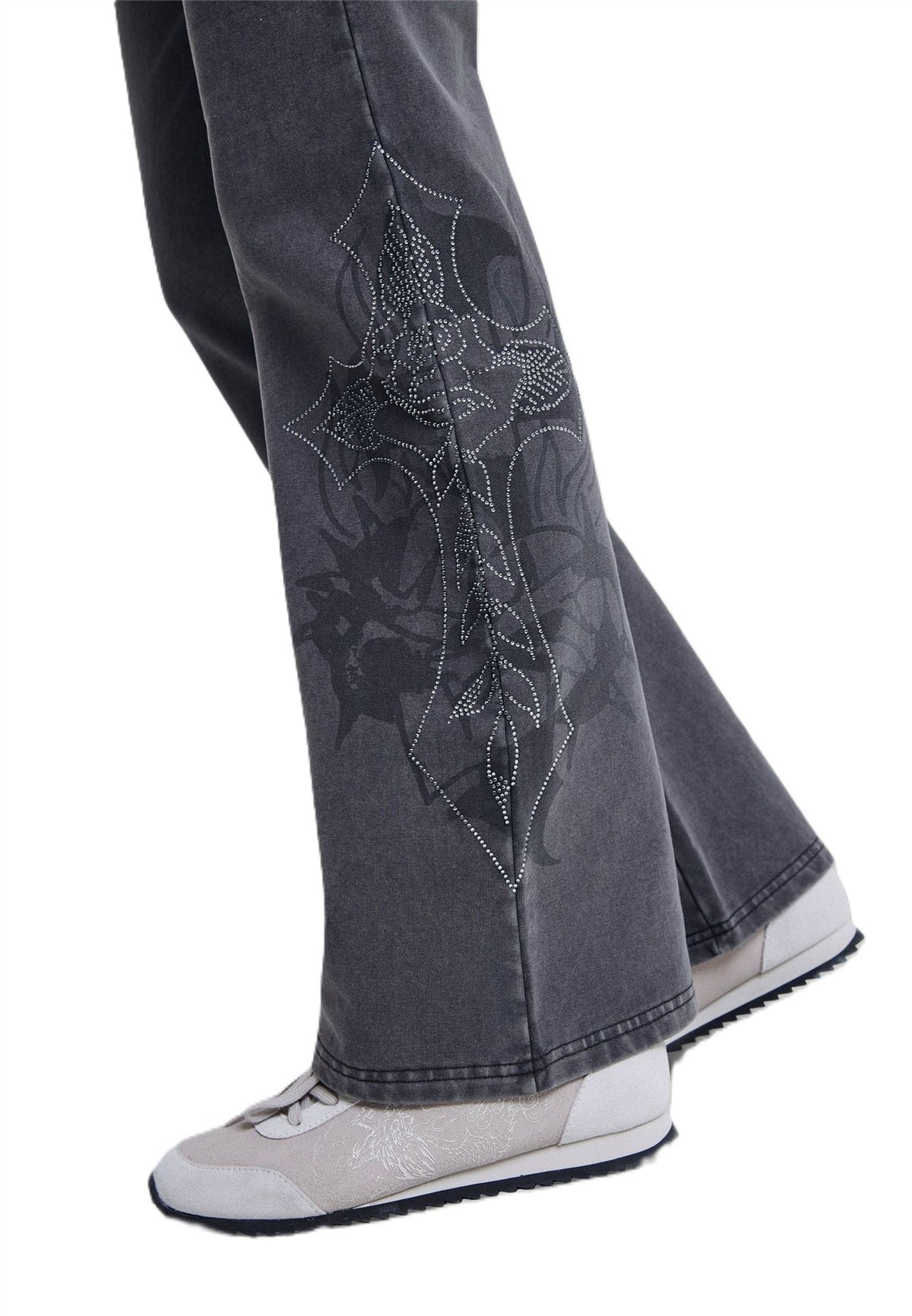 Ed Hardy Cross and Thorn Flared Joggeuses Noires Pour Femmes