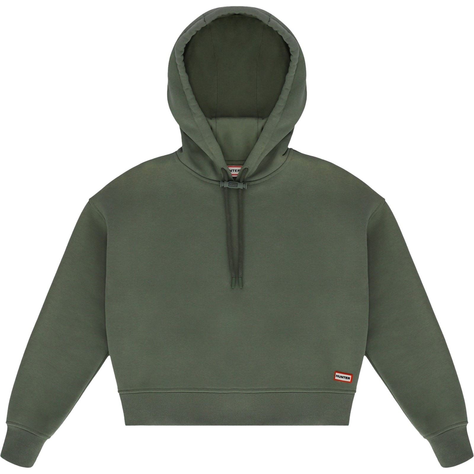 Hunter Liza Cropped Sweat À Capuche Vert En Coton Pour Femmes