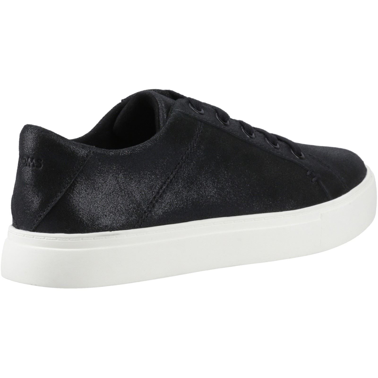 TOMS Kameron Lace-Up Chaussures De Sport Pour Femmes En Cuir Noir Métallisé
