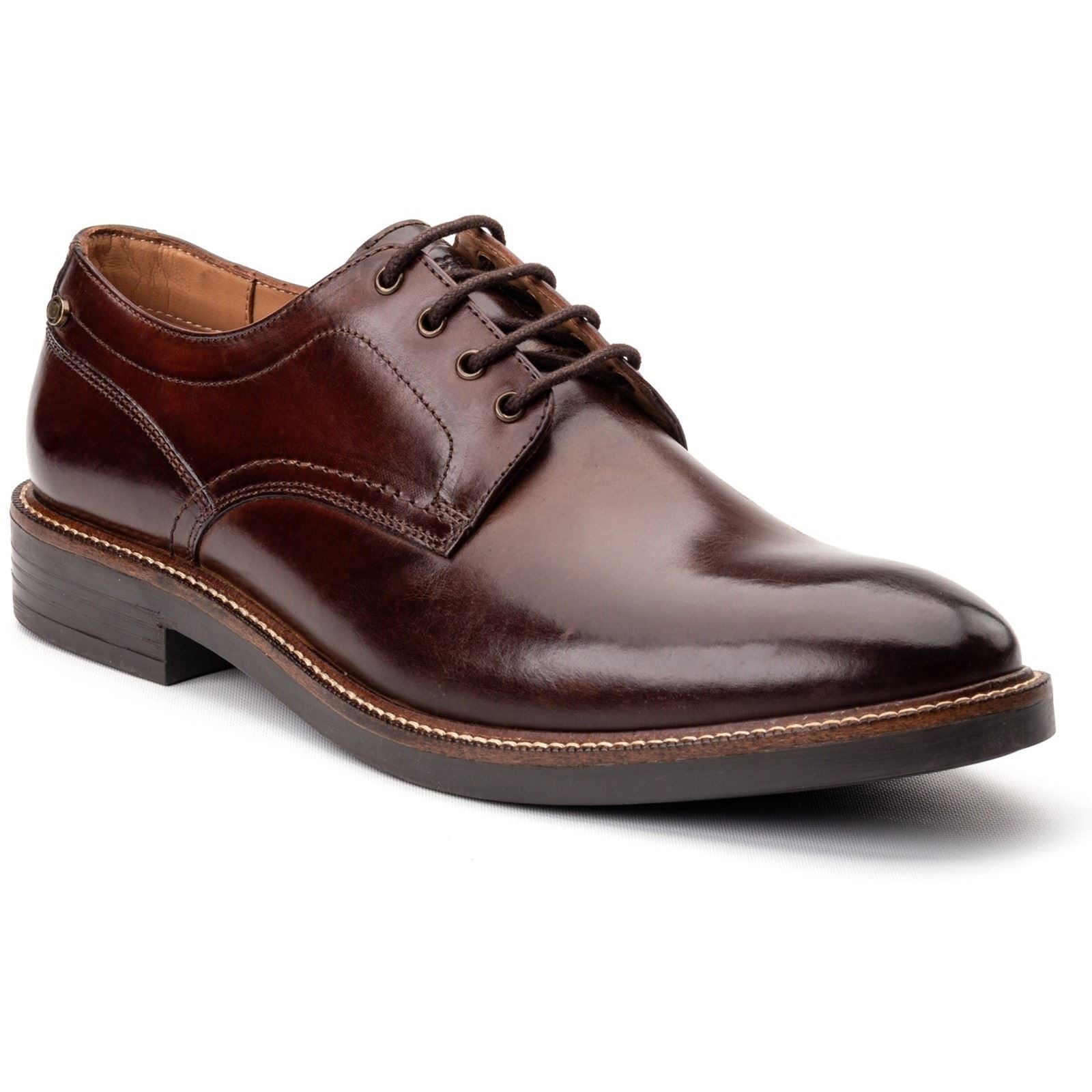 Base London Durham Chaussures À Lacets En Cuir Brun Brûlé Pour Homme