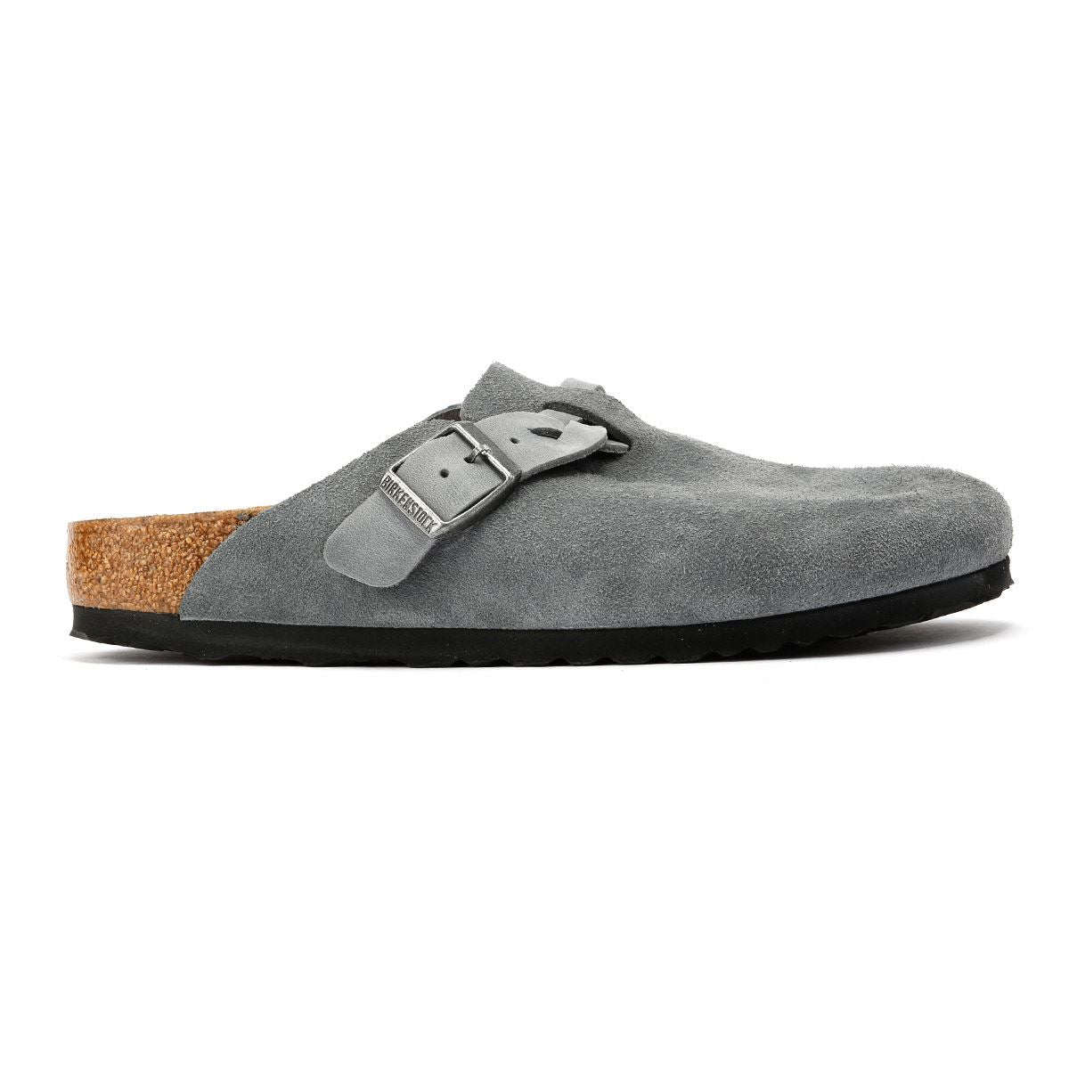 Birkenstock Boston Braided Sabots Pour Femmes En Suède Gris