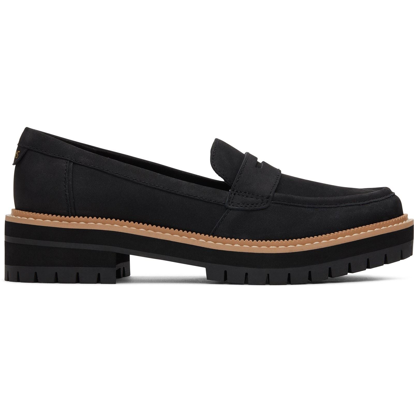 TOMS Cara Mocassins En Cuir Noirs Pour Femmes