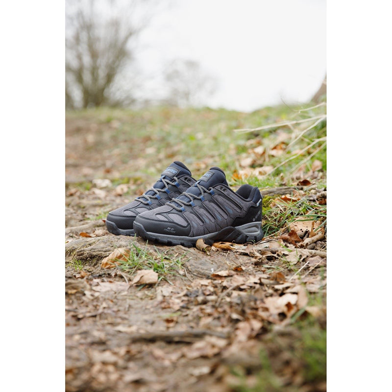 Hi-Tec Corzo Low Bottes De Randonnée Pour Homme En Daim Synthétique Gris Charbon/Bleu Nautique