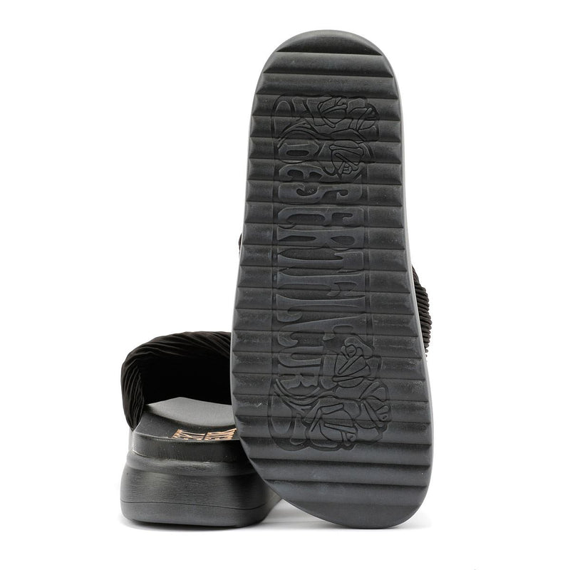 Desert Fleur Gabbro Sandales Noires Pour Femme En Satin