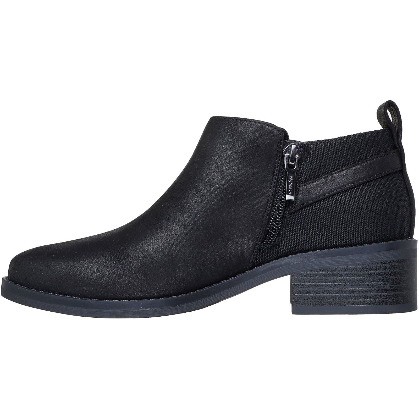 Skechers BOBS Wander Luxe Bottines À Talons Noirs Pour Femmes En Textile