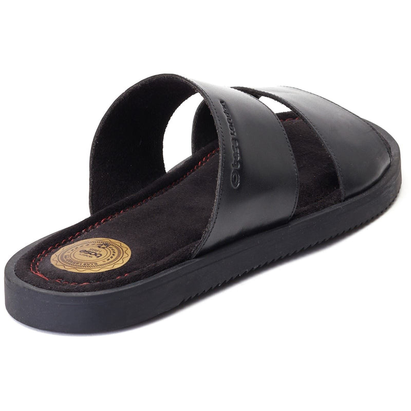 Base London Maven Sandales Noires En Cuir Pour Hommes