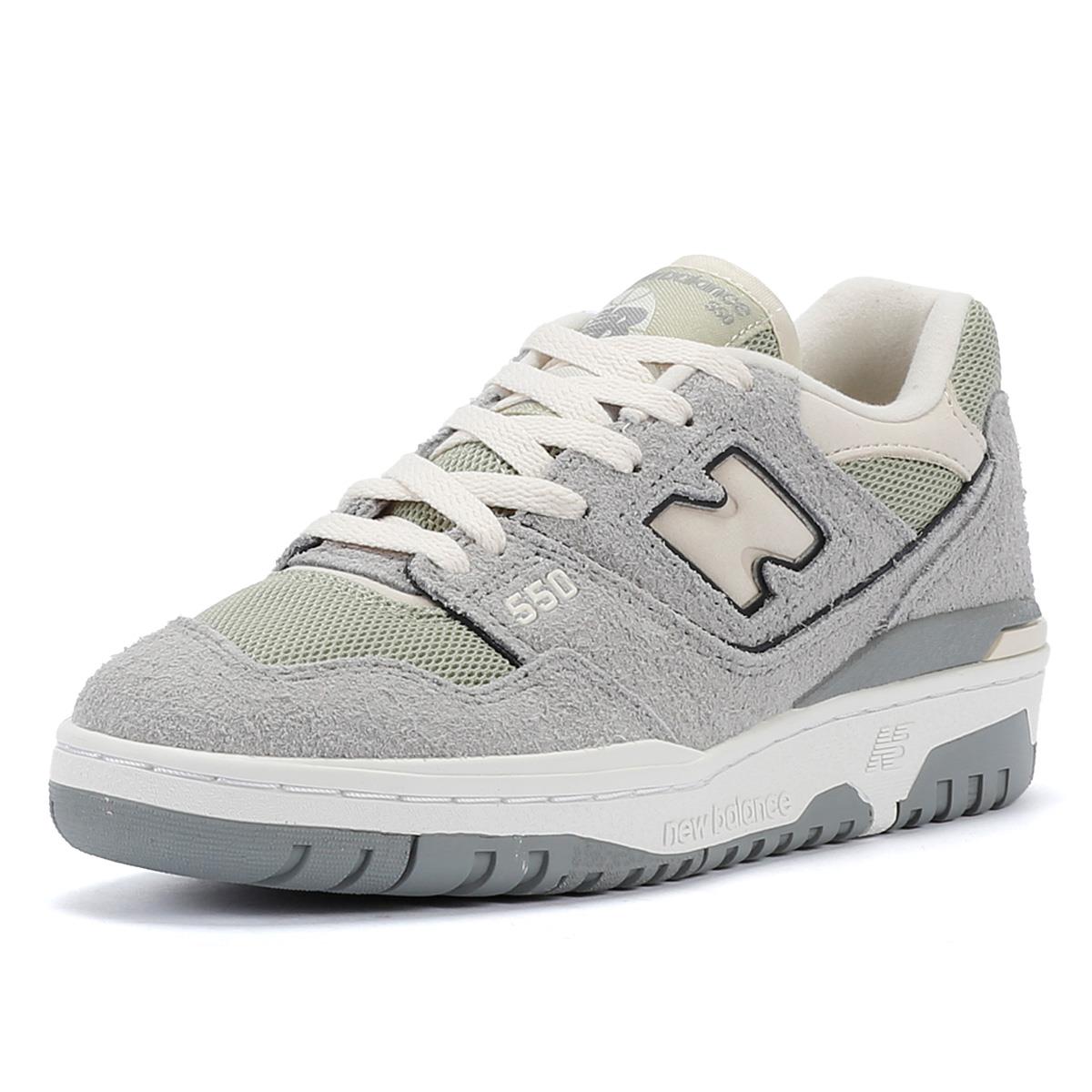New Balance 550 Baskets En Cuir Pour Femmes En Gris Ardoise / Olivine / Lin.