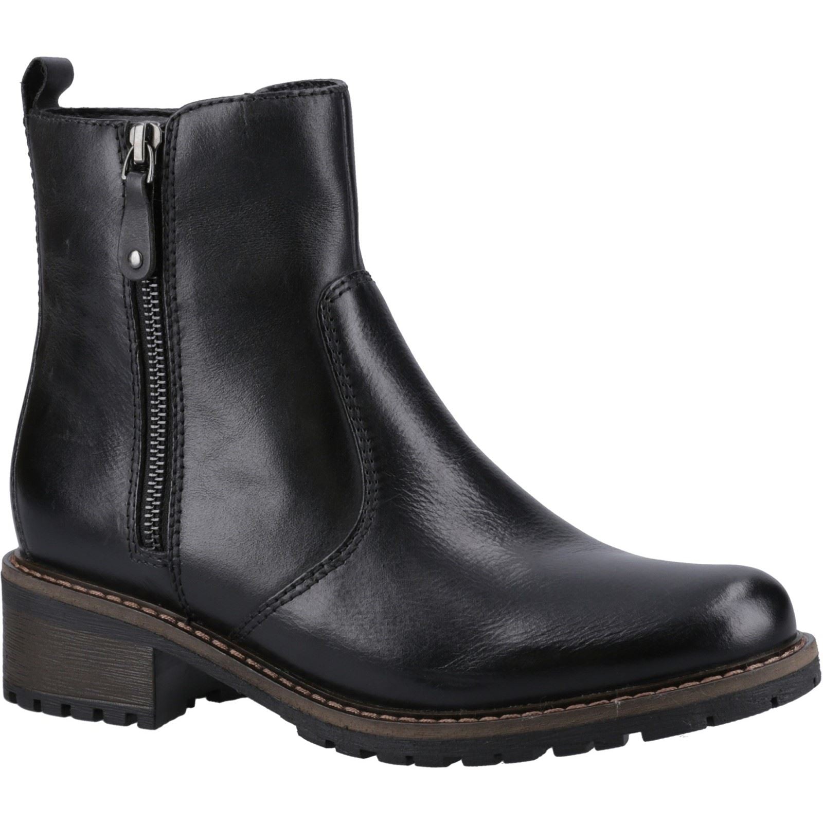 Hush Puppies Pippa Bottes En Cuir Noires Pour Femmes