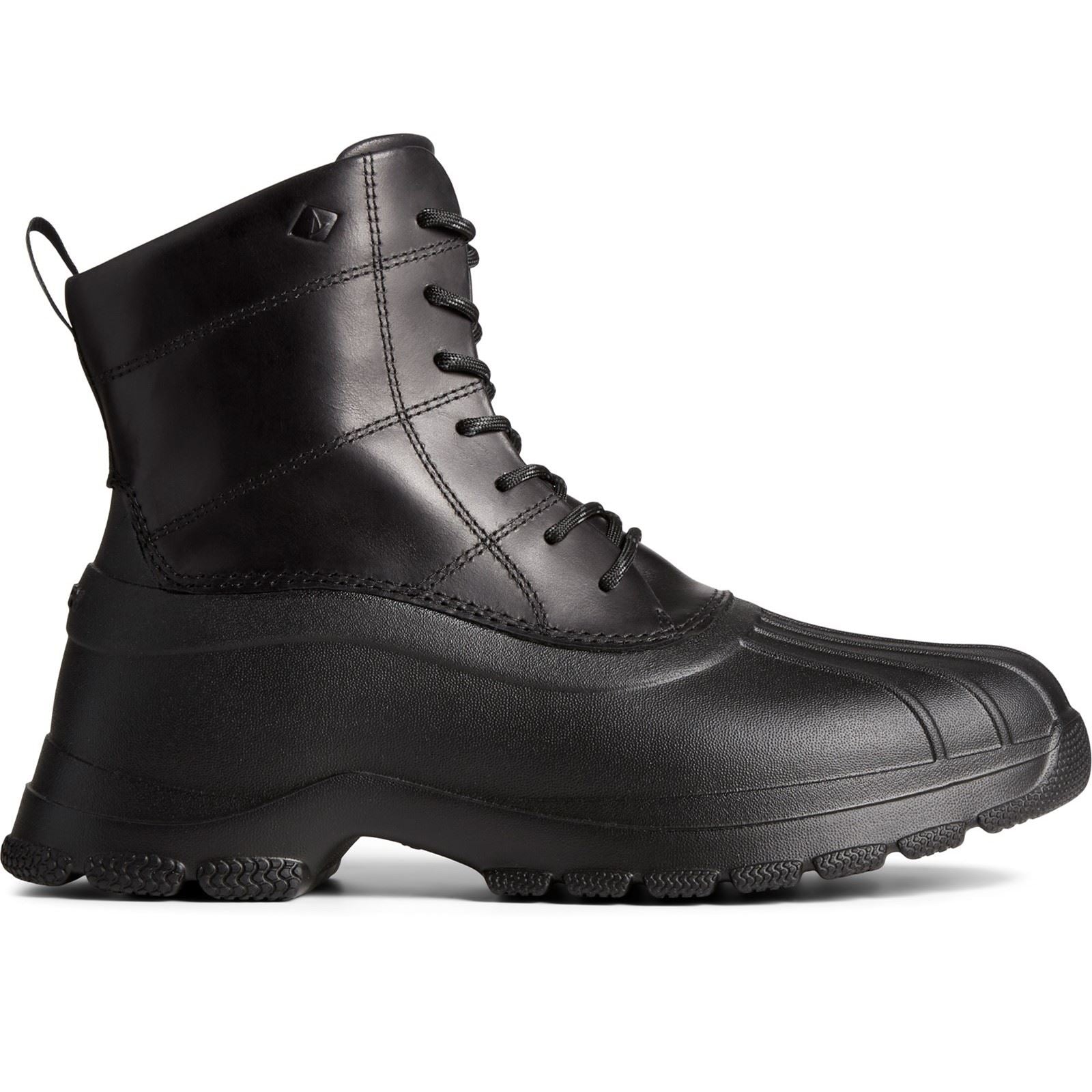 Sperry Duck Float Bottes En Caoutchouc Noires En Cuir