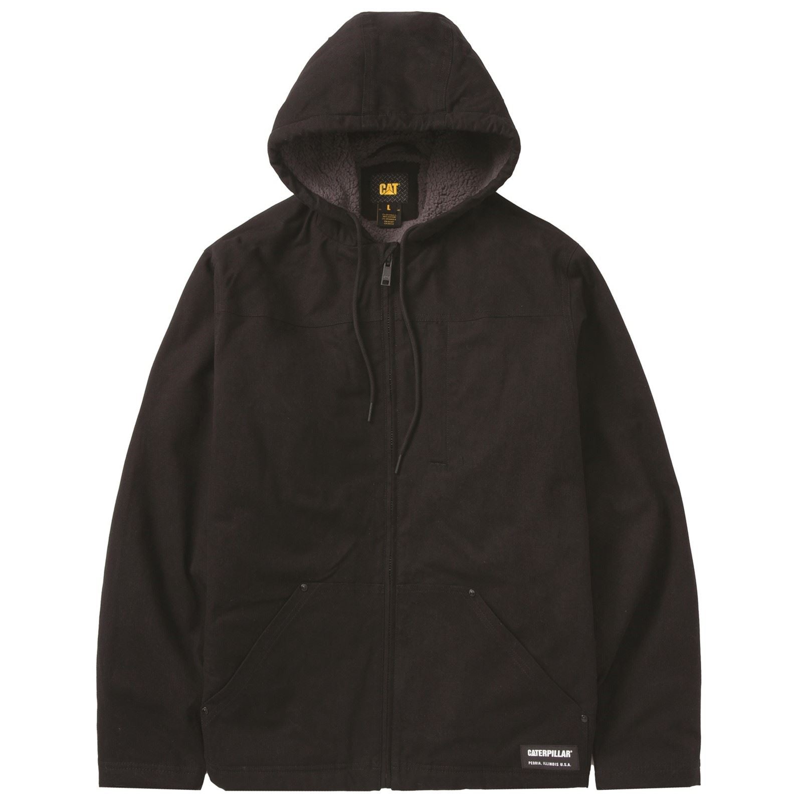 Caterpillar Hooded Sherpa Lined Veste En Polaire Noire Pour Homme