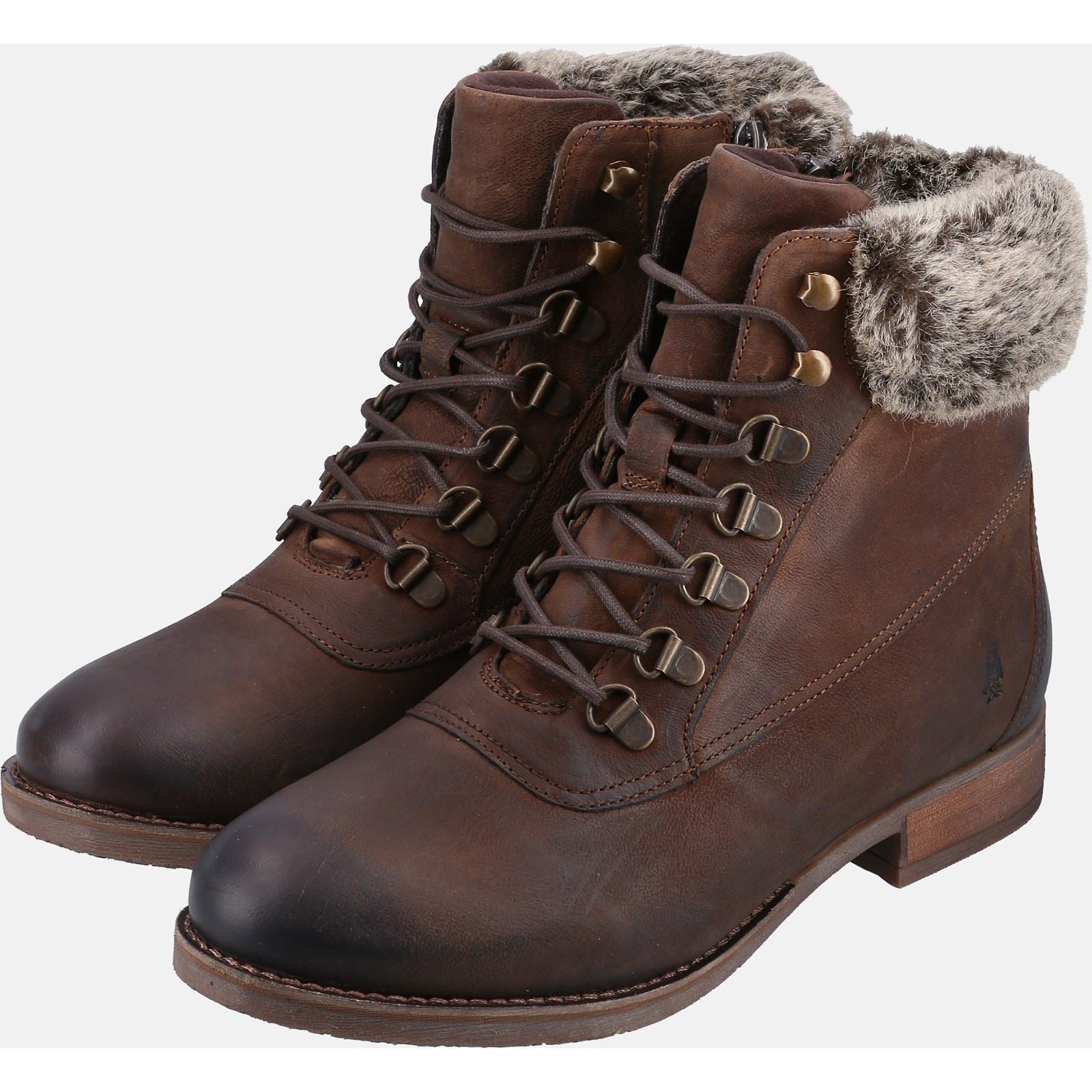 Hush Puppies Effie Bottes Marron En Fausse Fourrure Pour Femme