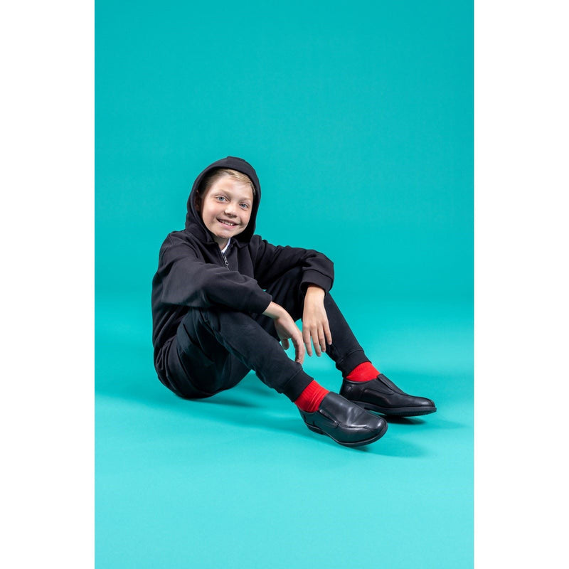 Hush Puppies Bespoke Senior Chaussures Noires Pour Garçons En Cuir