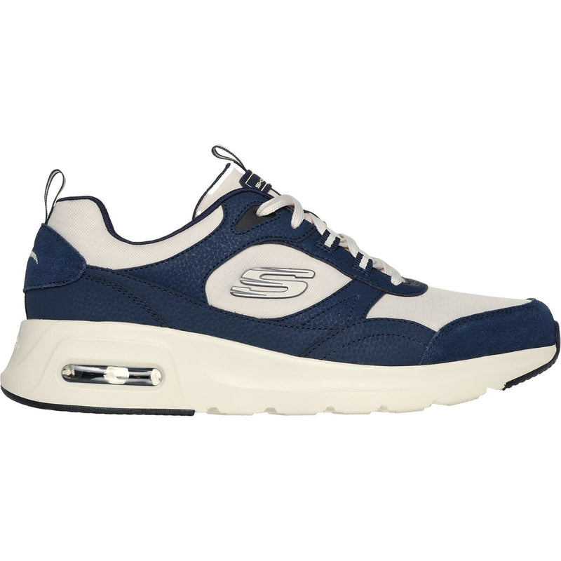 Skechers Skech-Air Court - Yatton Baskets En Cuir Pour Hommes Bleu Marine/Naturel