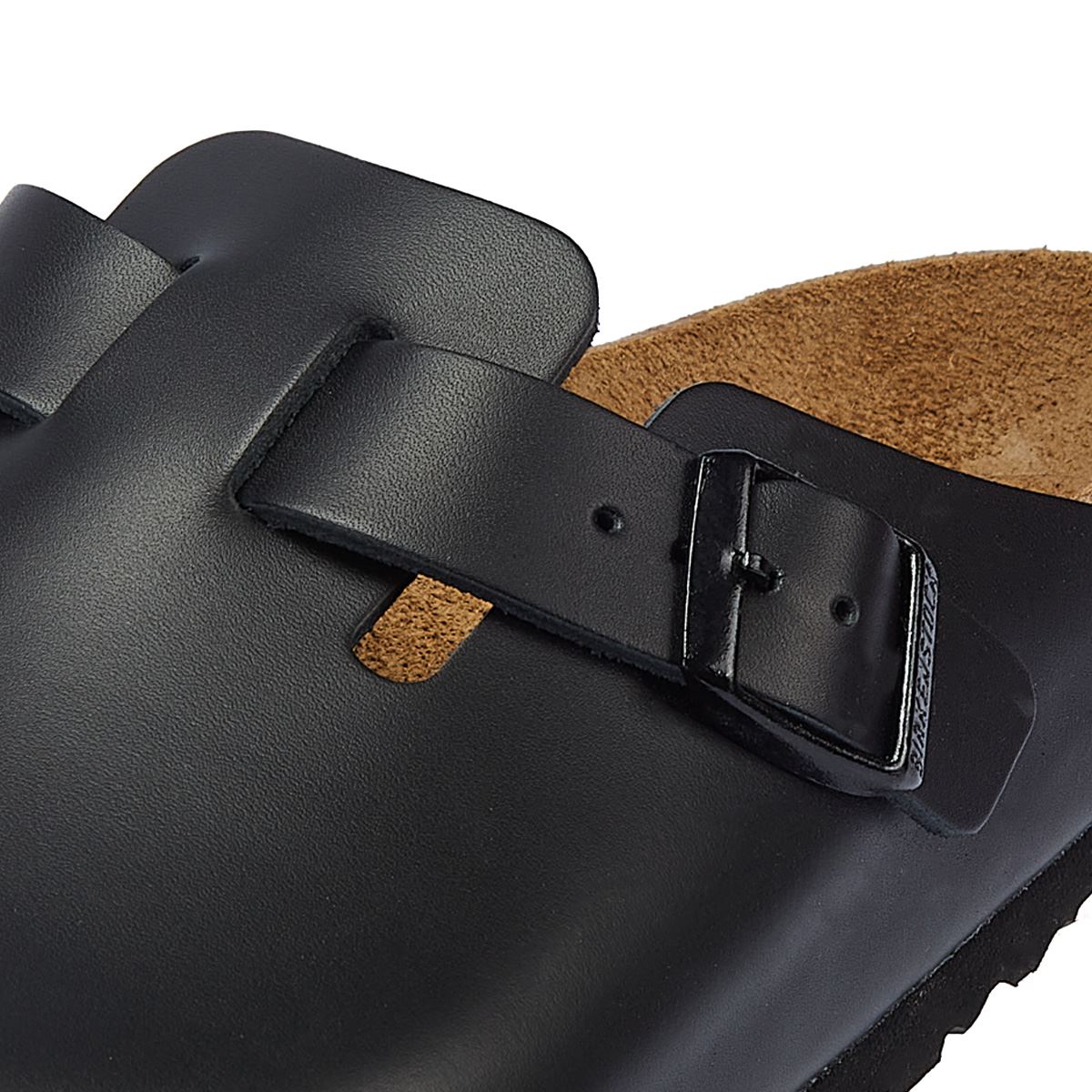 Birkenstock Sabots En Cuir Noir Naturel De Boston