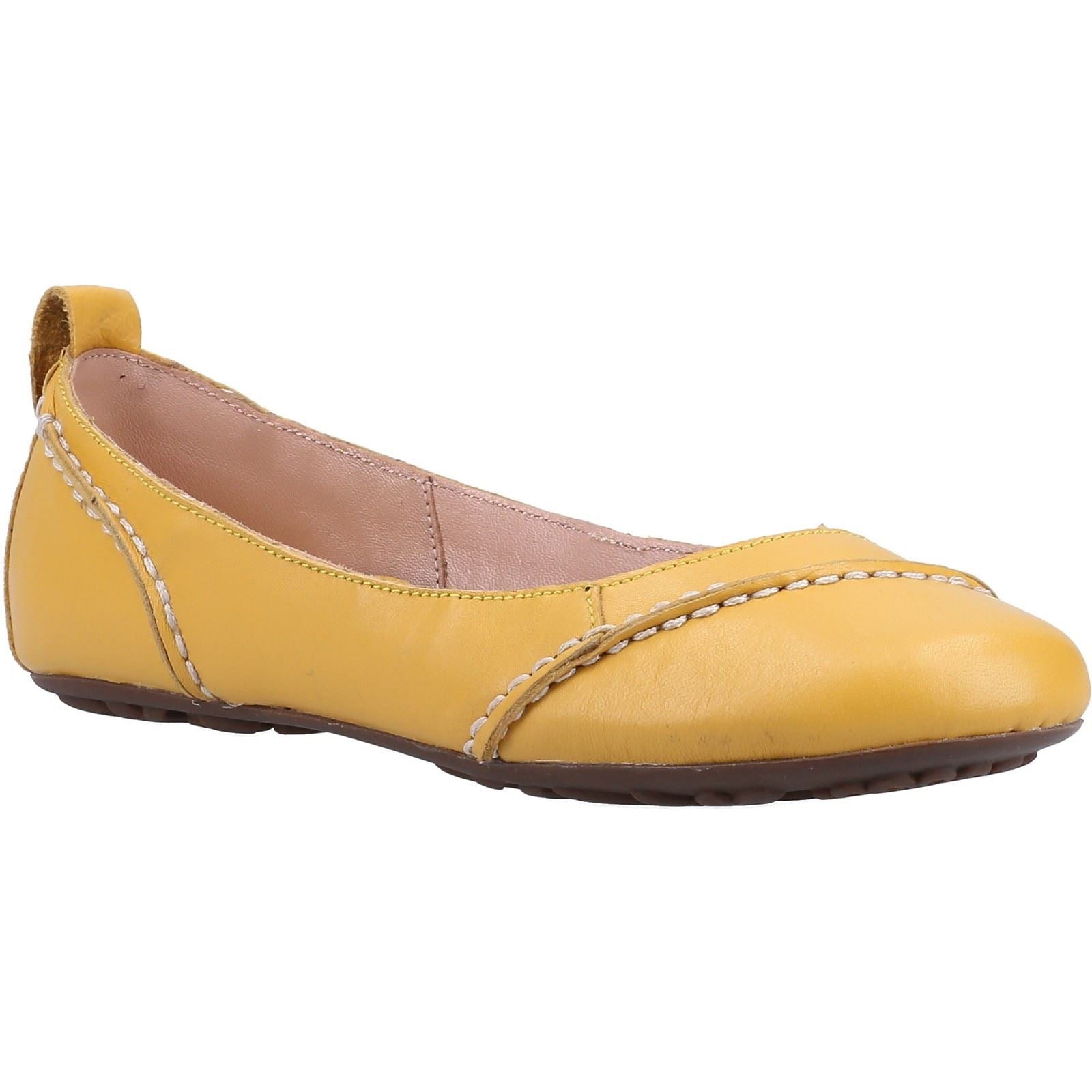 Hush Puppies Janessa Flats Jaunes En Cuir Pour Femmes