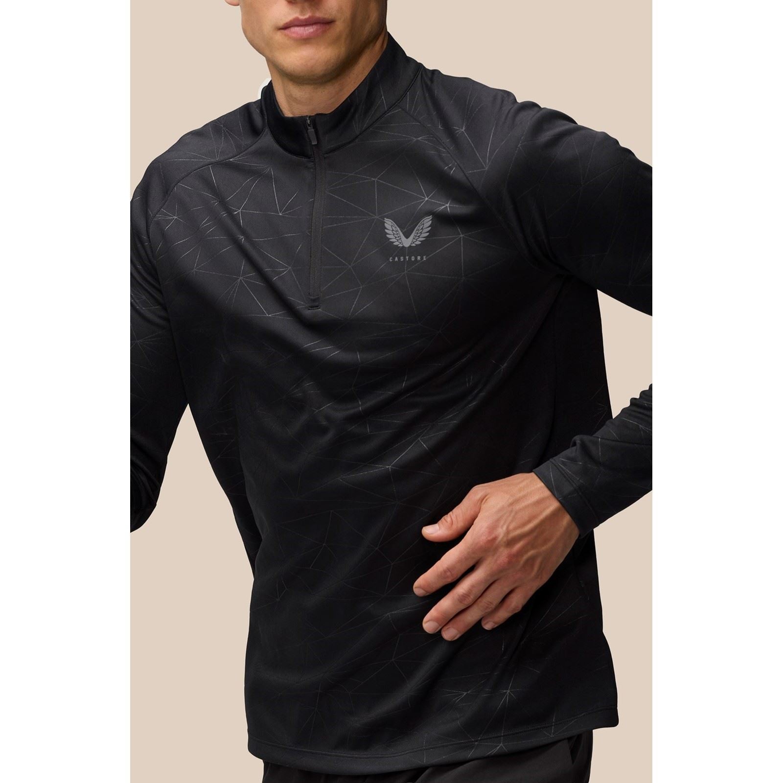 Castore Adapt Training 1/4 Zip Top T-Shirts De Sport Actifs Pour Hommes En Polyester Noir