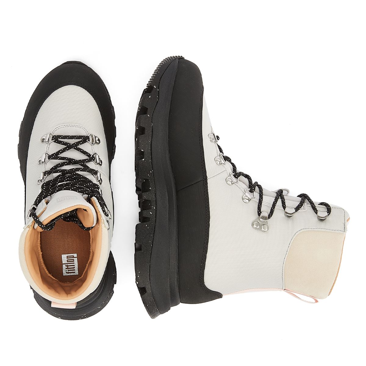 FitFlop Bottes En Cuir Noir/Blanc Pour Femmes Neo-D-Hyker