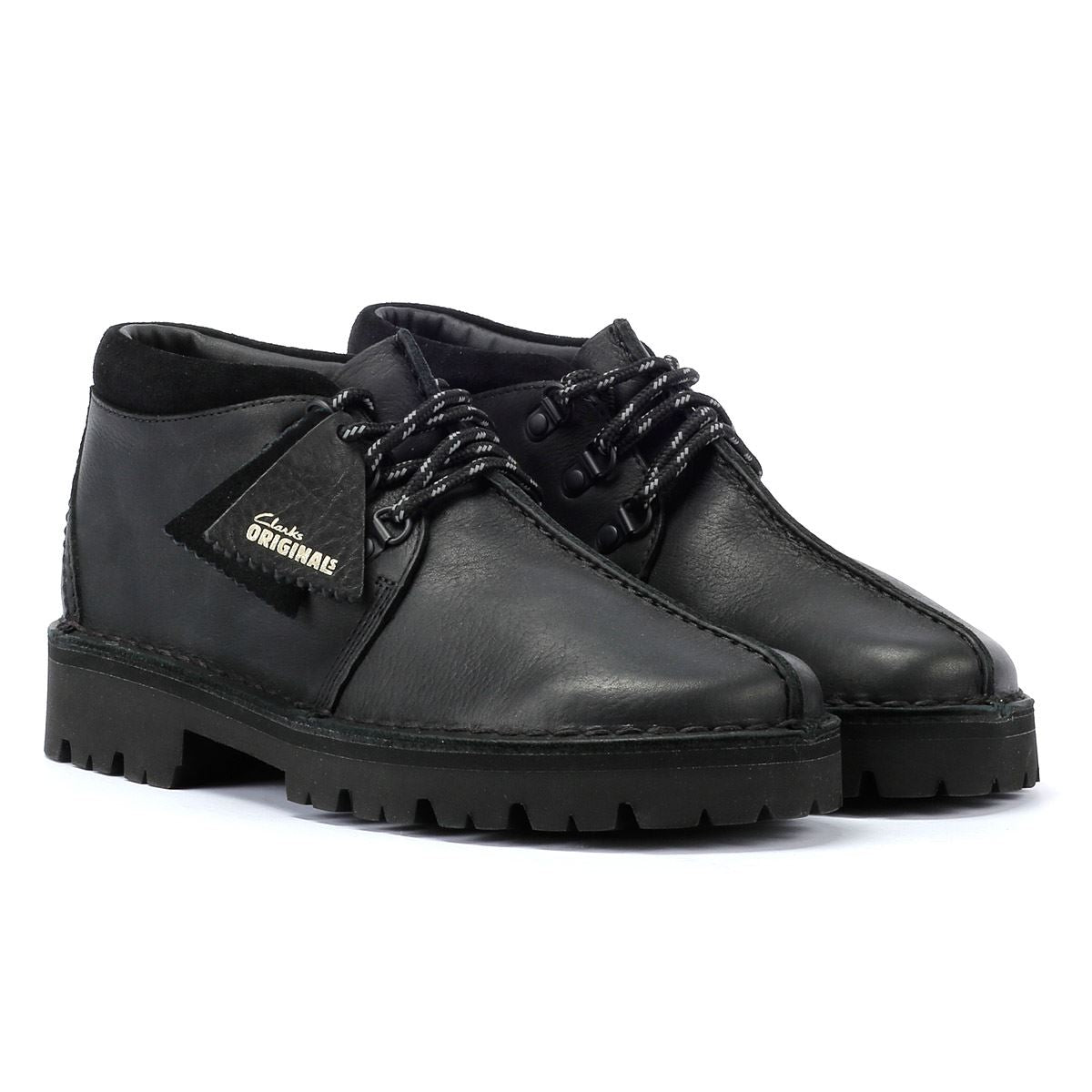 Clarks Originals Desert Trek XL Bottes Noires En Cuir Pour Hommes
