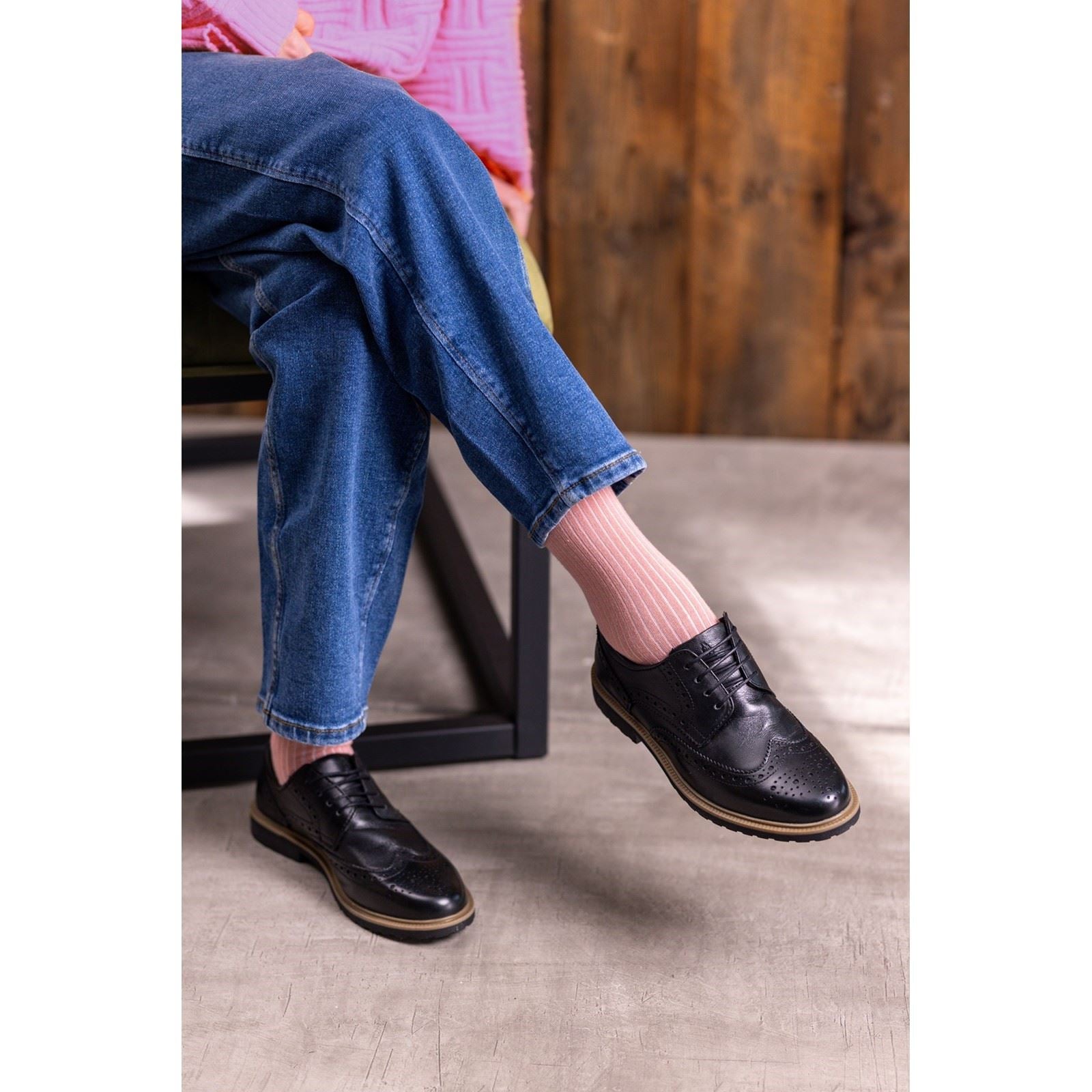 Hush Puppies Verity Chaussures Richelieu Noires En Cuir Pour Femmes