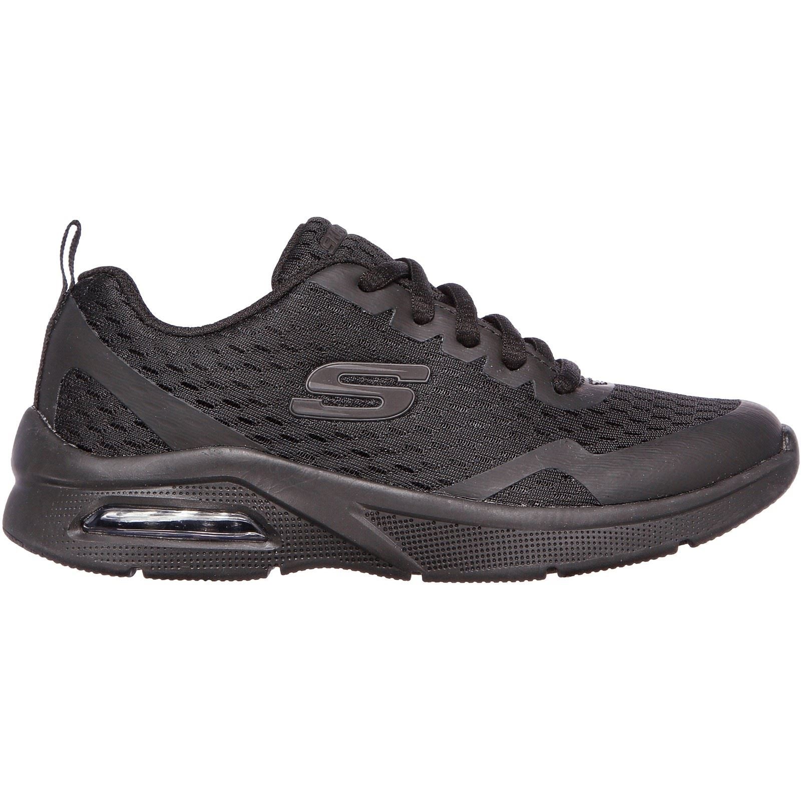 Skechers Microspec Max Chaussures De Sport En Polyester Noir Pour Garçons En Textile Et À Garniture.