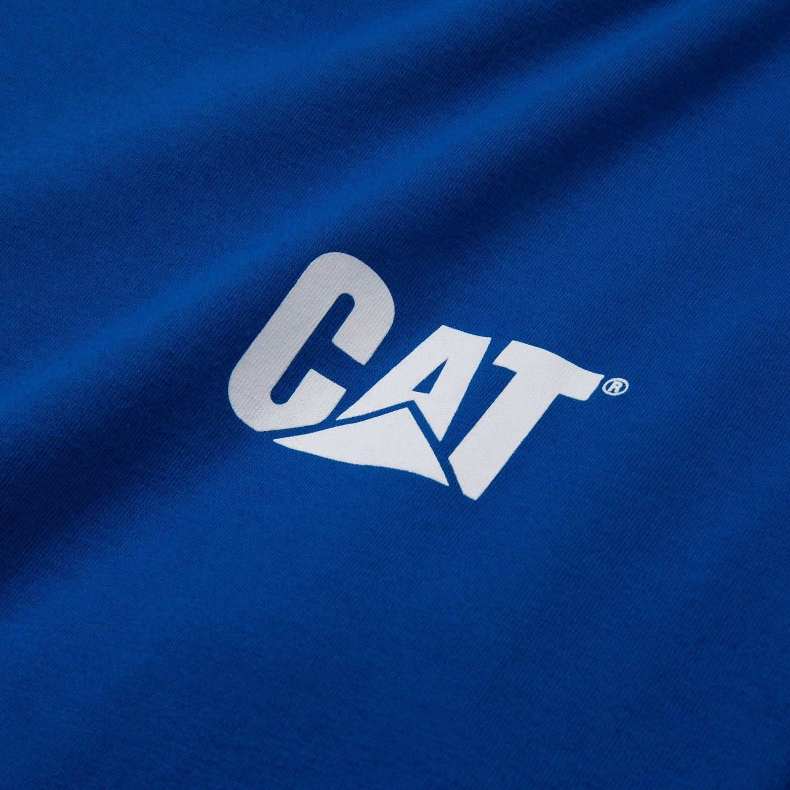 Caterpillar Trademark Banner Long Sleeve T-Shirt Pour Hommes En Coton Bleu