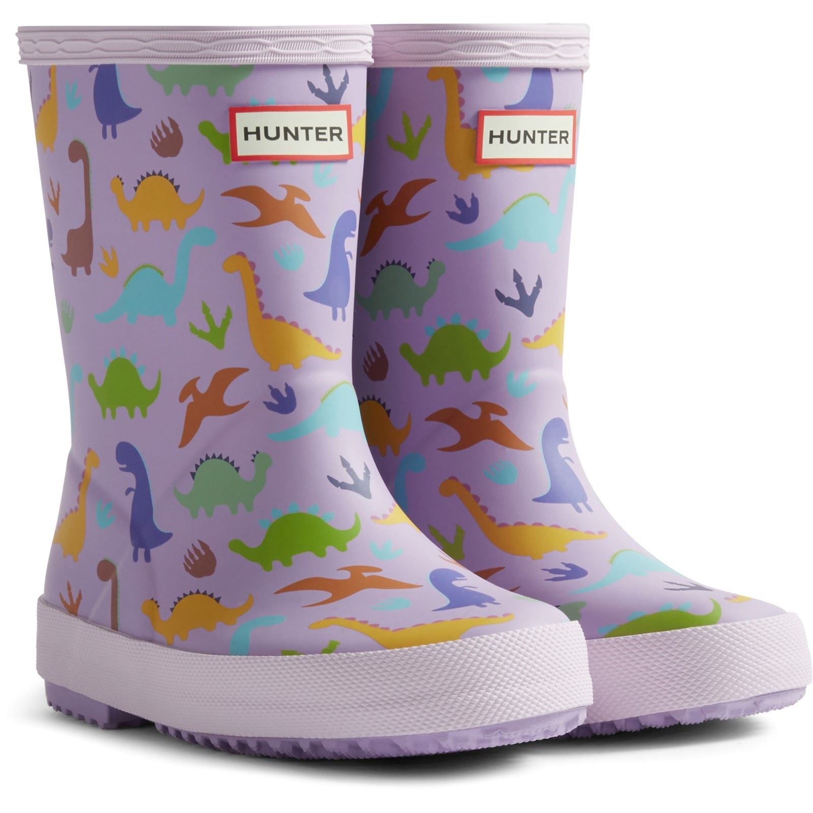 Hunter Kids Dinosaur Boot Bottes En Caoutchouc Violet Dinoosaur Wellington
