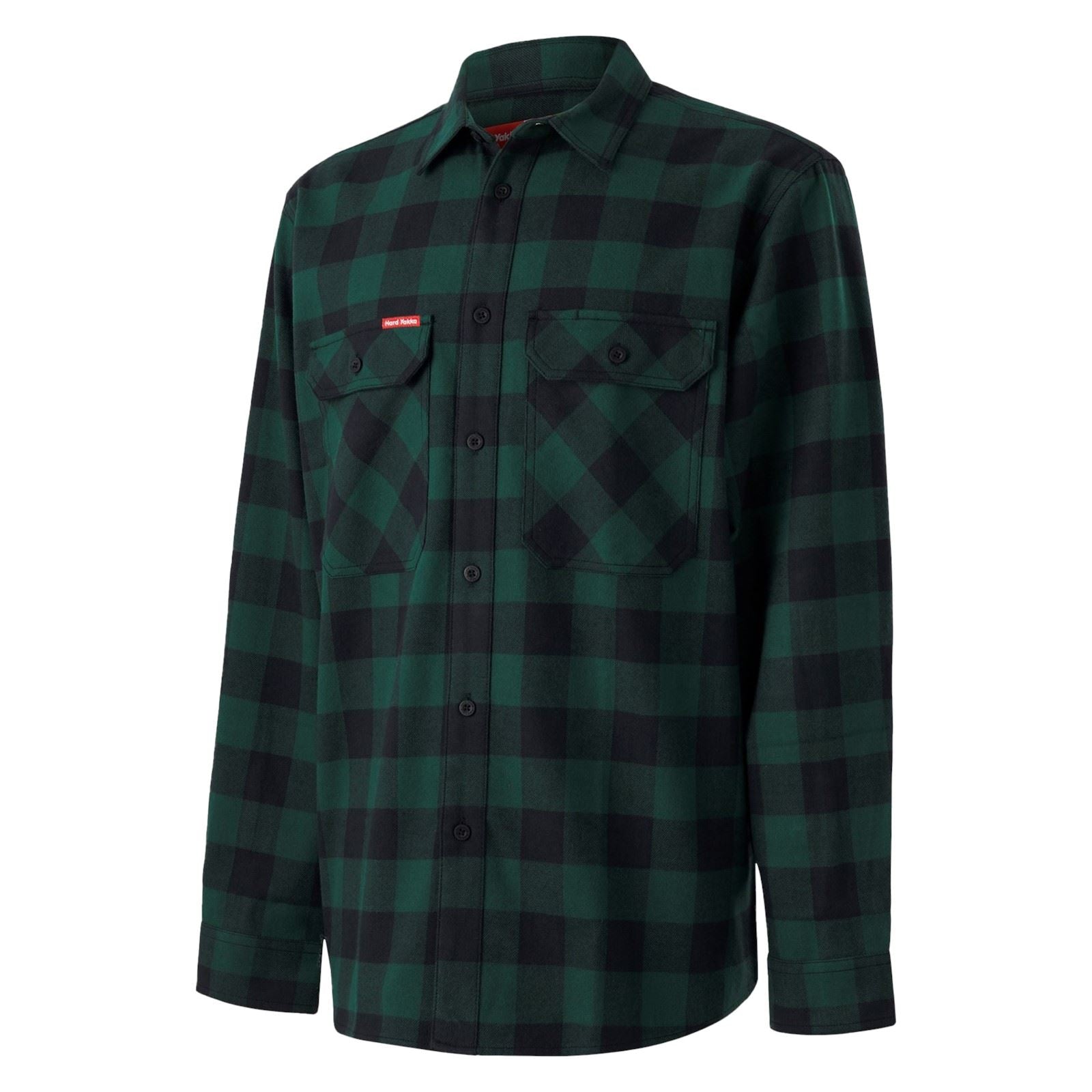 Hard Yakka Long Sleeve Check Flannel Chemise Décontractée Verte En Coton Pour Homme