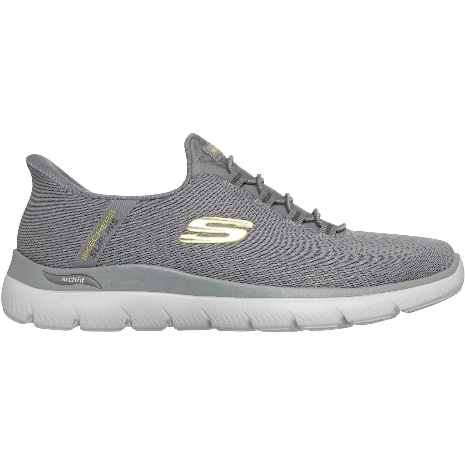 Skechers Arch Fit Summits Kynor Baskets Grises/Vert Lime En Polyester Pour Hommes