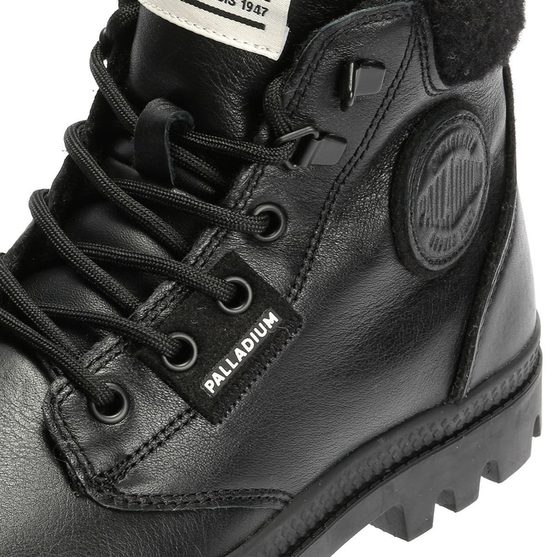 Palladium Pampa HI Snow Warm Bottes En Cuir Noires Pour Femmes