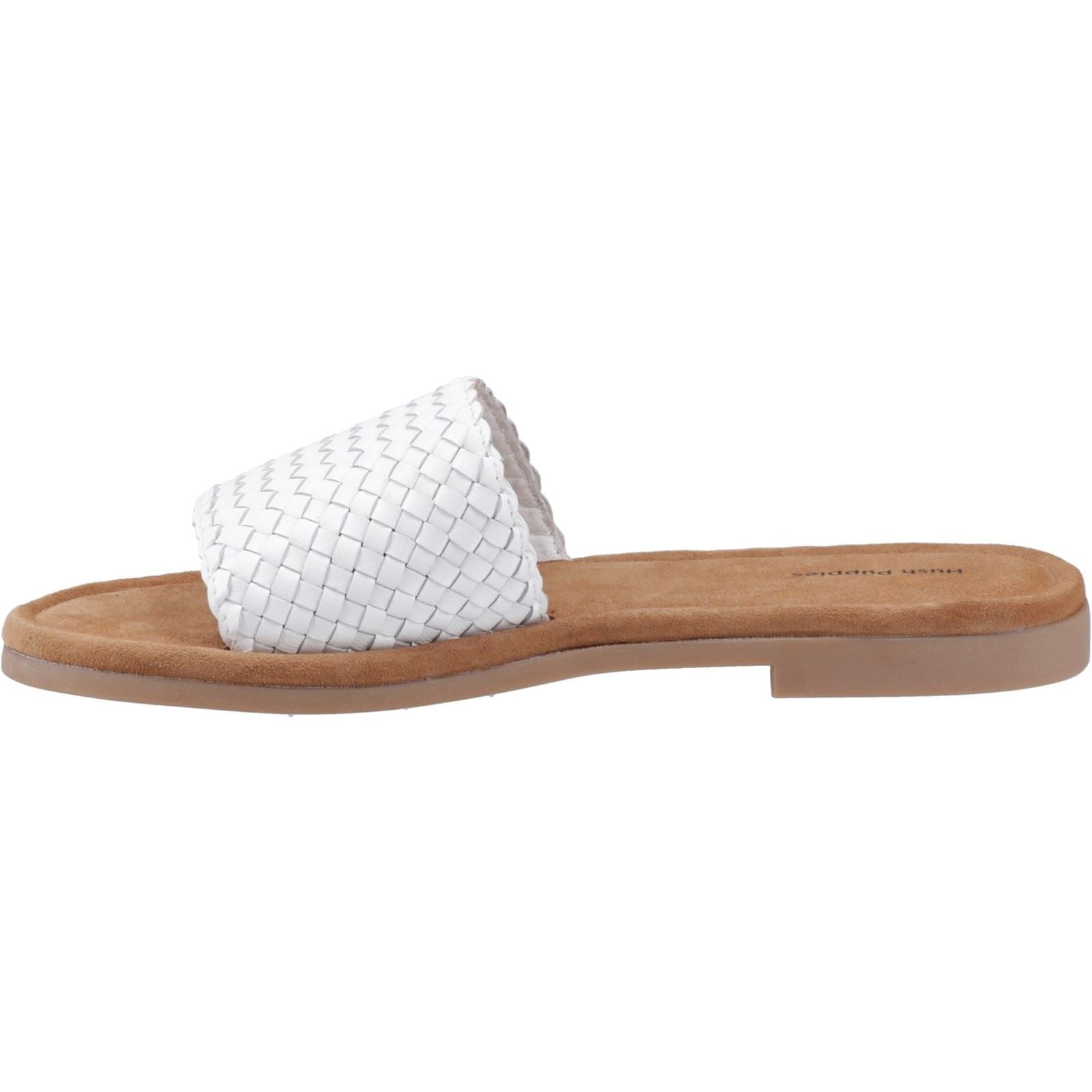 Hush Puppies Hetty Slide Sandales Blanches Pour Femmes En Cuir