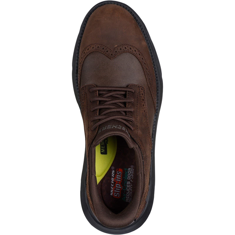 Skechers Garza Sully Chaussures À Lacets En Cuir Pour Homme De Couleur Cacao