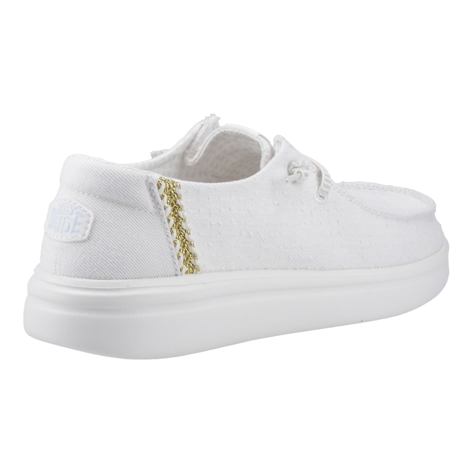 HEYDUDE Wendy Rise Perf Canvas Chaussures Mocassins Blanches Pour Femmes En Mélange De Polyester