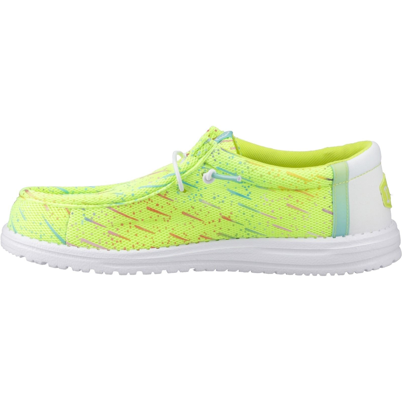 HEYDUDE Wally Party Mesh Chaussures Mocassins Pour Hommes En Polyester Couleur Vert Citron/Blanc