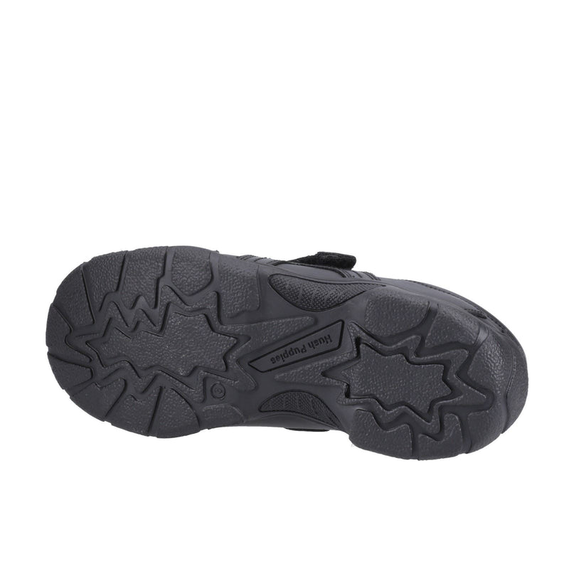 Hush Puppies Arlo Senior Chaussures Noires Pour Garçons En Cuir