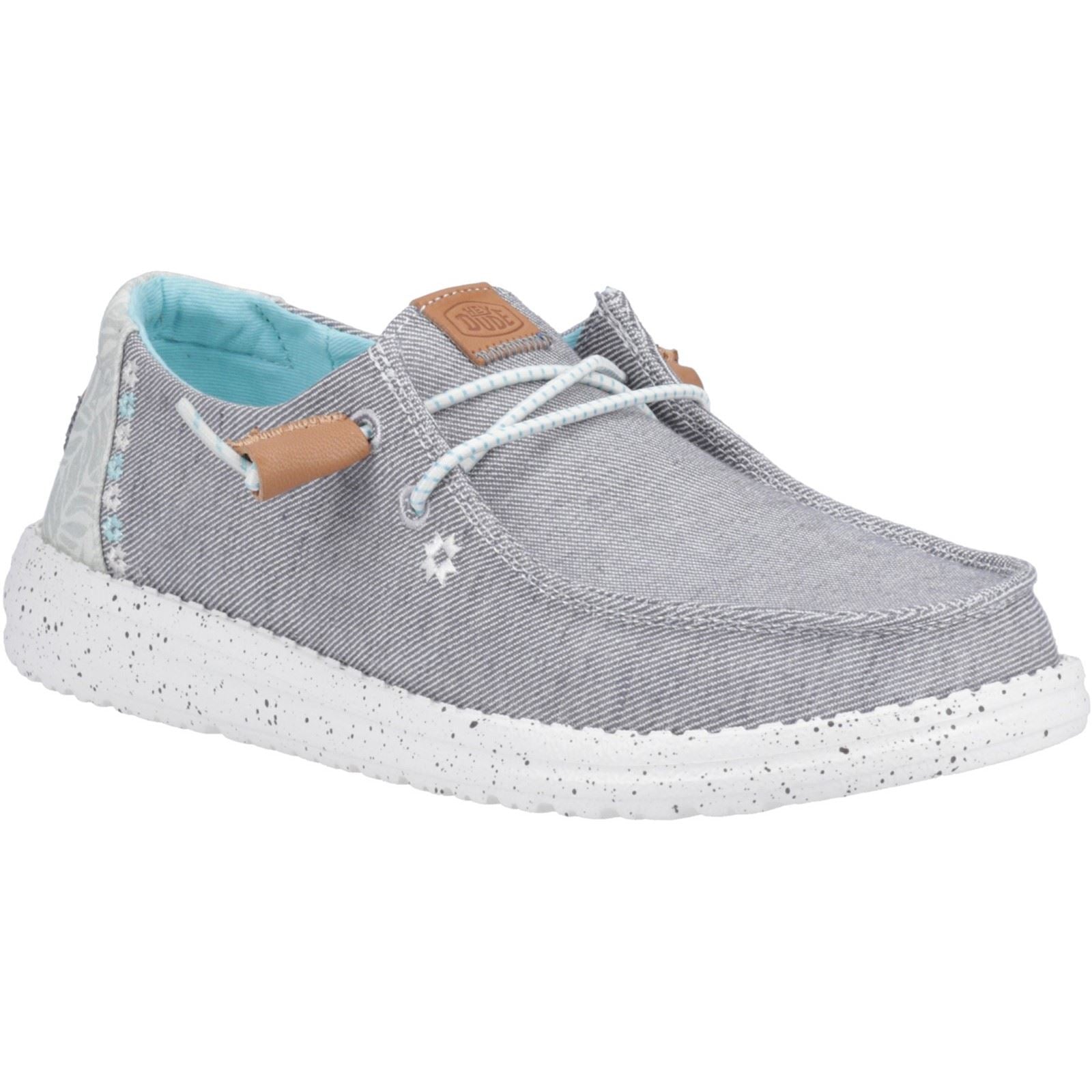 HEYDUDE Wendy Heathered Slub Tropical Mocassins Gris Pour Femmes