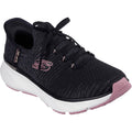 Skechers Edgeride Impression Baskets Textiles Femme Noires Et Roses