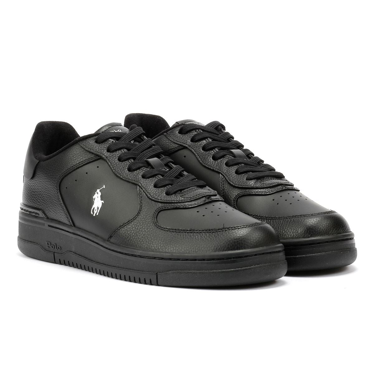 Polo Ralph Lauren Masters Court Baskets En Cuir Noir Pour Hommes