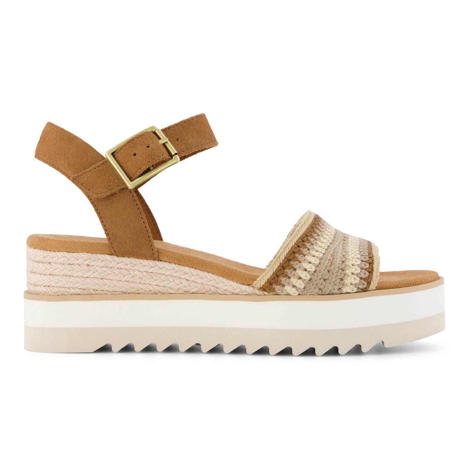 TOMS Diana Wedge Sandales En Cuir Pour Femmes Beige Foncé