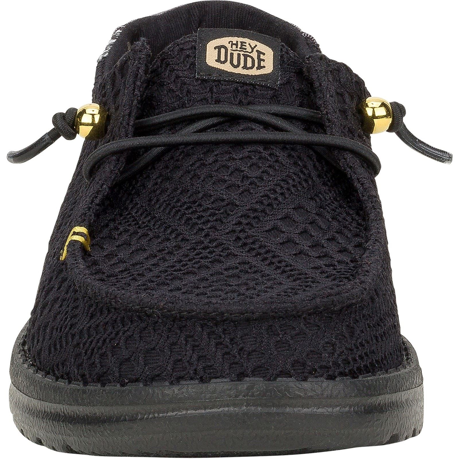 HEYDUDE Wendy Boho Crochet Mocassins Noirs En Polyester Pour Femmes