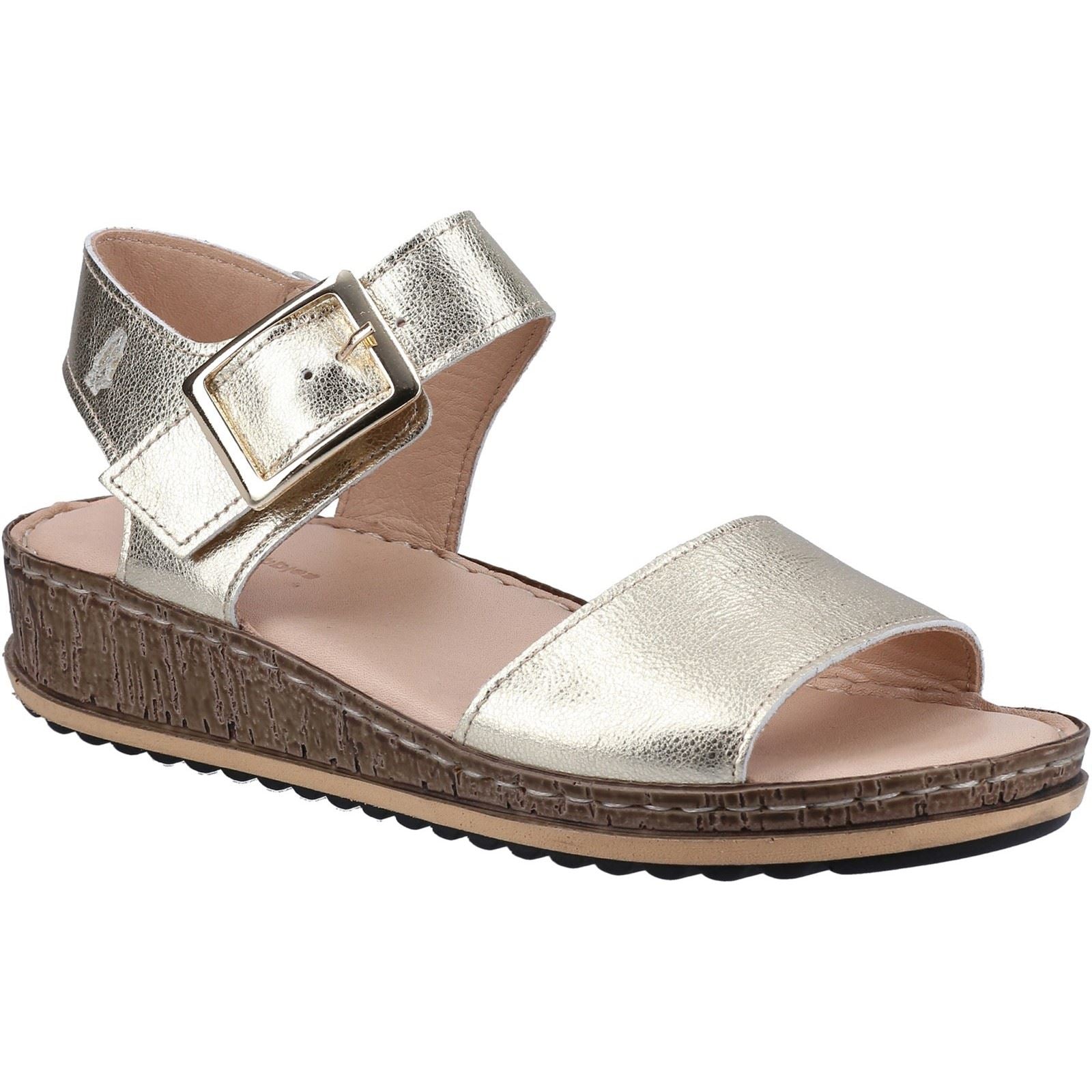 Hush Puppies Ellie Sandales En Cuir Doré Pour Femme