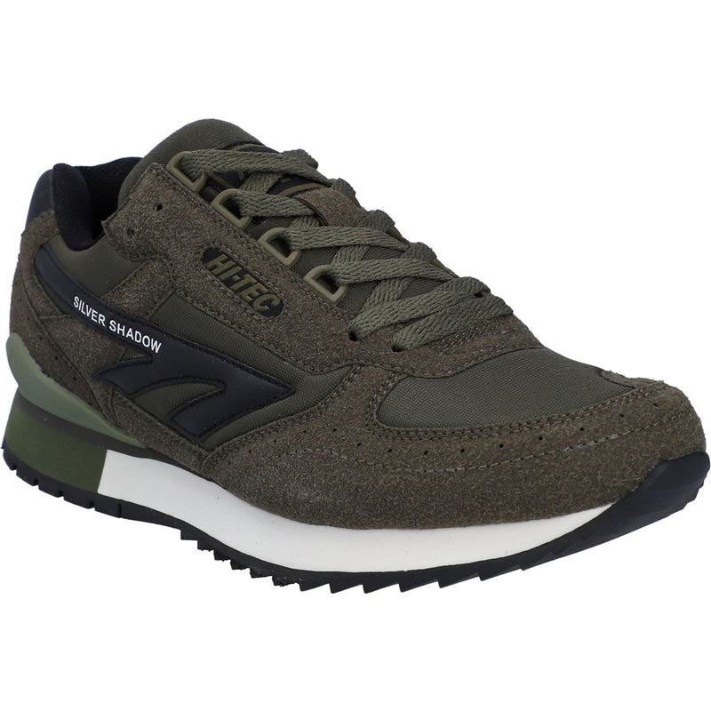 Hi-Tec Silver Shadow Chaussures À Lacets Pour Homme En Daim Synthétique/polyester Couleur Olive Foncé