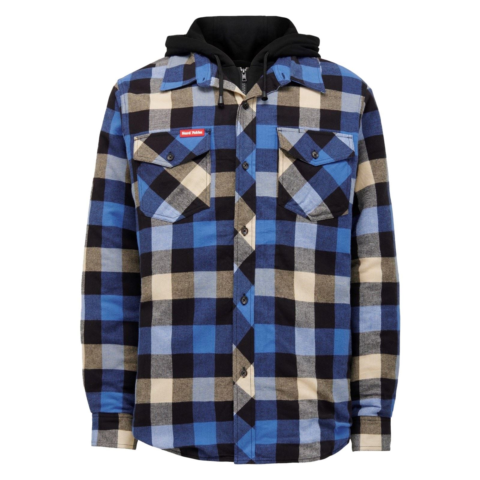 Hard Yakka Quilted Flannel Shacket Veste Chemise Bleue Pour Homme