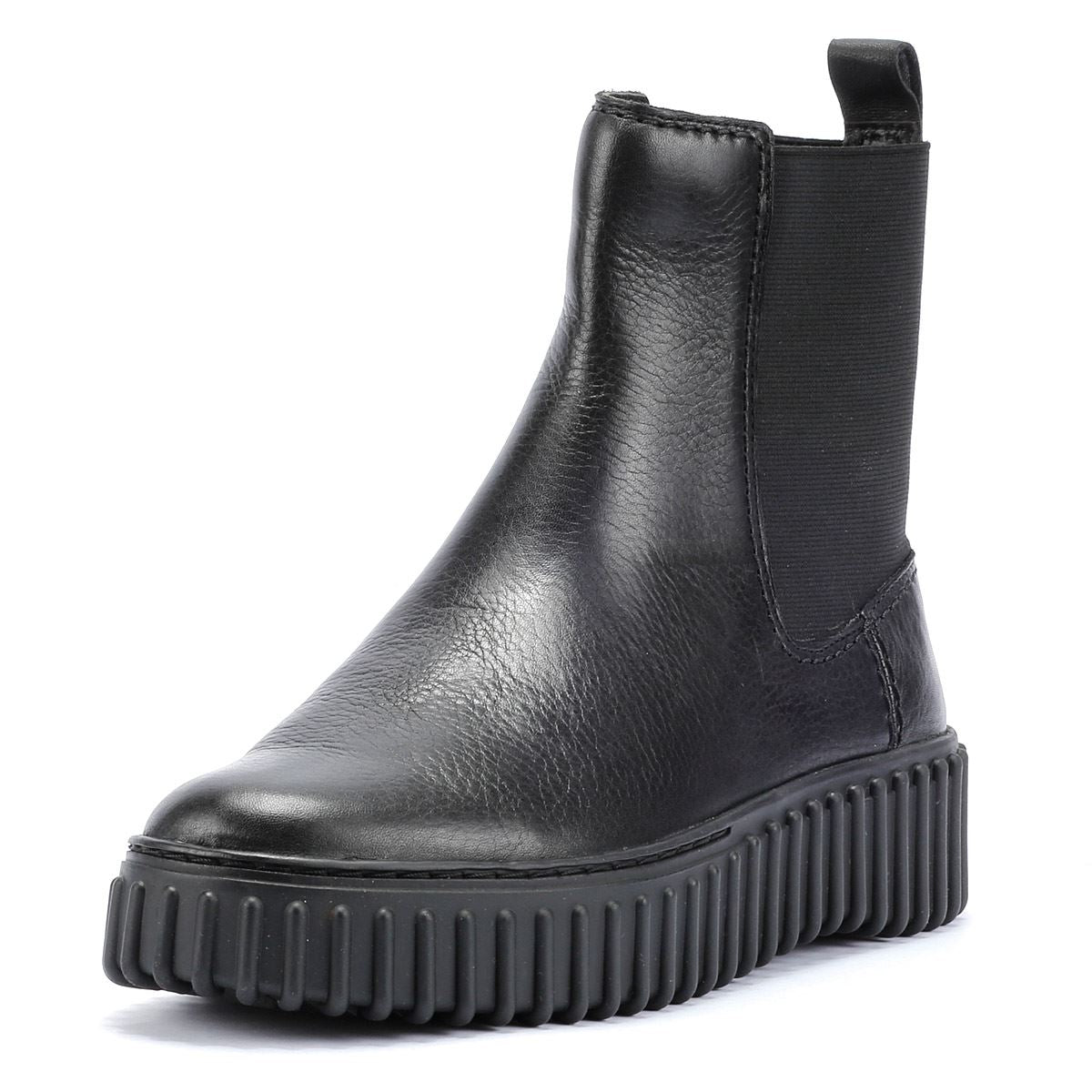 Clarks Main Torhill Maple Bottes Noires En Cuir Pour Femmes