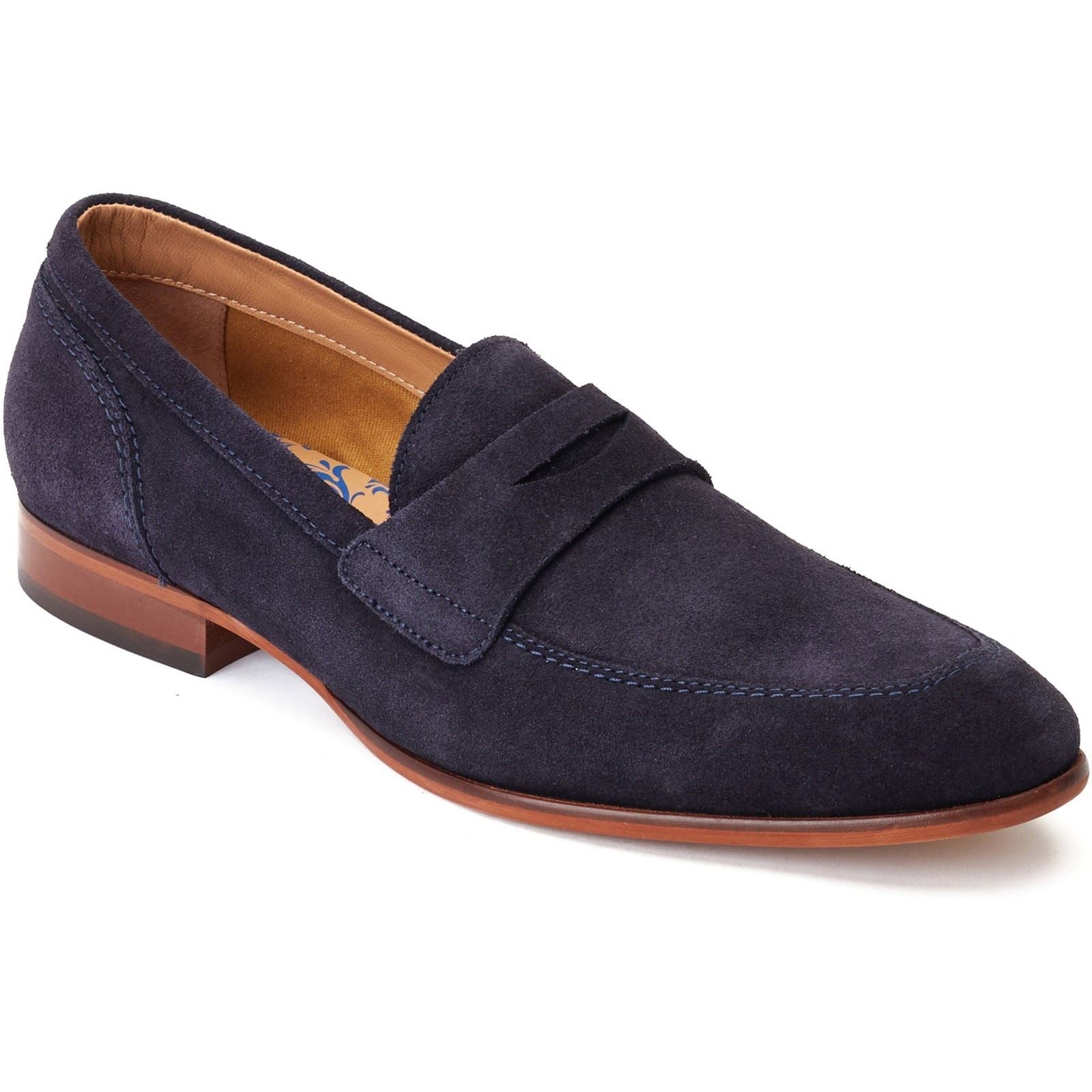 Base London Bruno Chaussures Bateau En Cuir Pour Homme, Bleu Marine