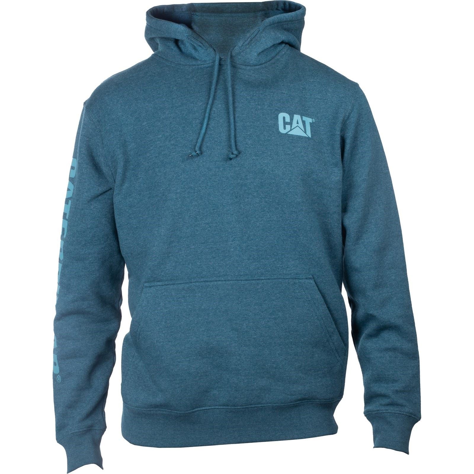 Caterpillar Trademark Banner Sweat À Capuche Bleu En Coton Pour Homme
