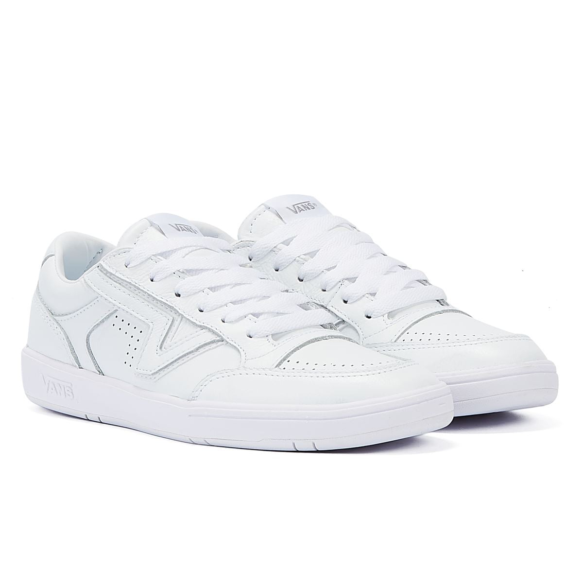 Vans Lowland ComfyCush Baskets En Cuir Blanc Pur.