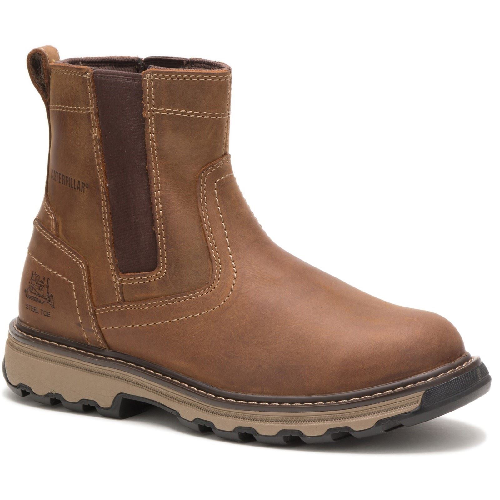 Caterpillar Bottes De Sécurité En Cuir Pelton Beige Foncé