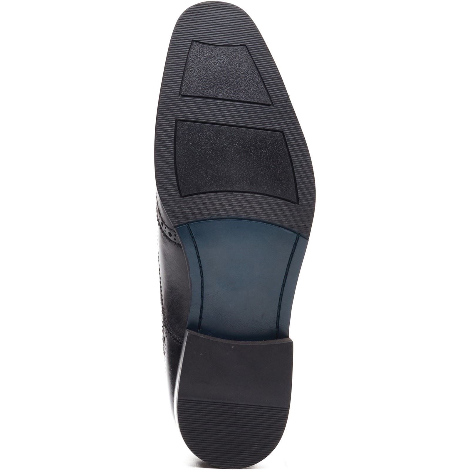 Base London Steeple Brogue Chaussures Derby En Cuir Noir Pour Hommes