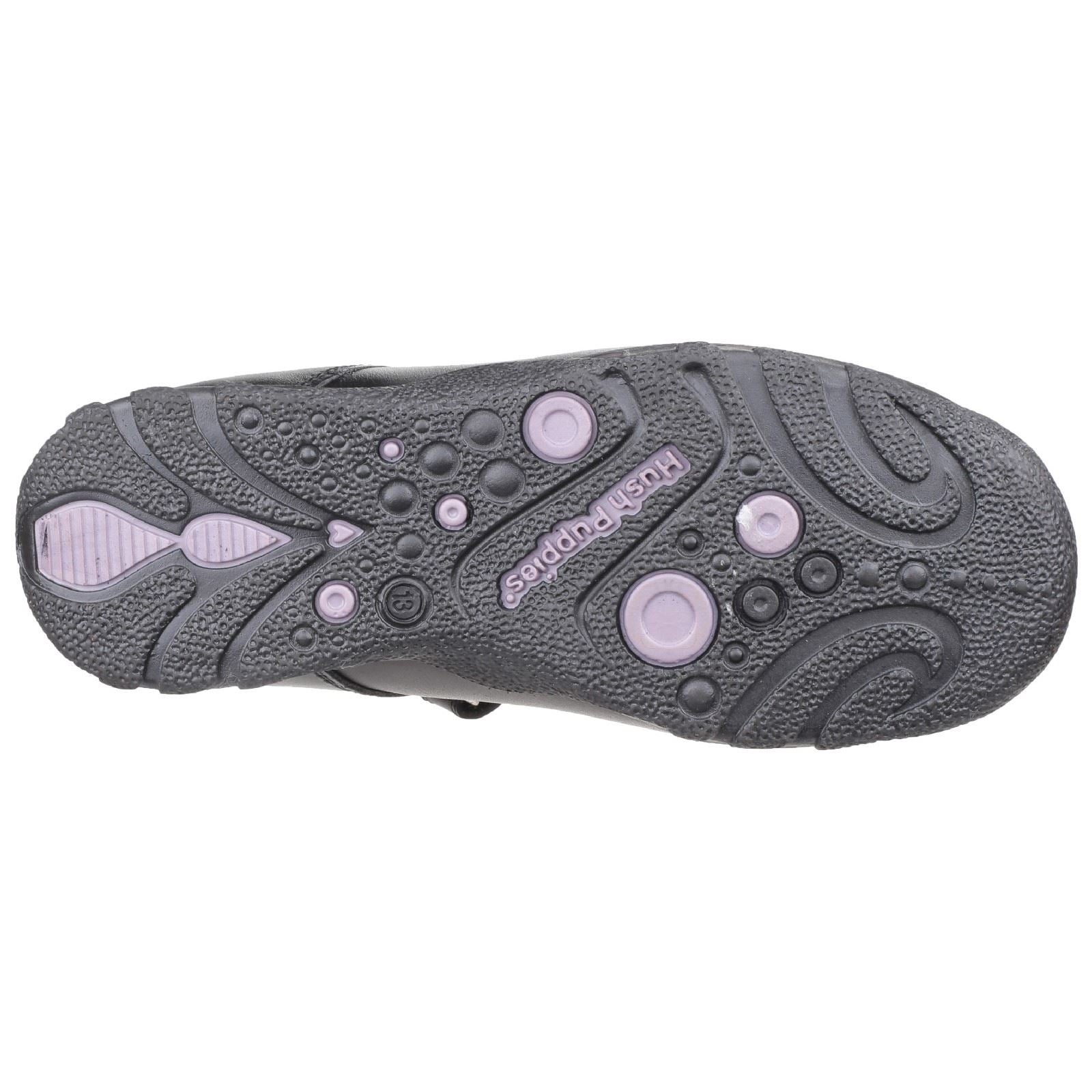 Hush Puppies Clare Junior Chaussures Noires Pour Filles En Cuir